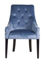 Fauteuil de table bleu satiné tapissé Fauteuil de table bleu satiné tapissé