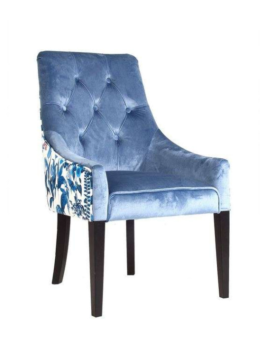 Fauteuil de table bleu satiné tapissé Fauteuil de table bleu satiné tapissé
