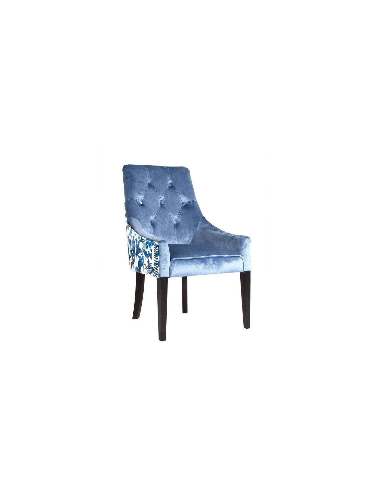 Fauteuil de table bleu satiné tapissé