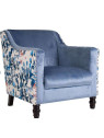 Fauteuil bleu satiné tapissé Fauteuil bleu satiné tapissé