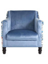 Fauteuil bleu satiné tapissé Fauteuil bleu satiné tapissé