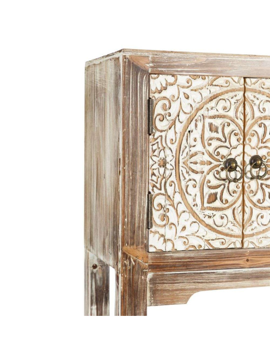 Console cérusée droite sculptée avec placards