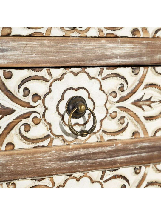 Console cérusée droite sculptée avec placards