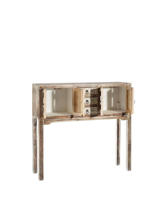 Console cérusée droite sculptée avec placards