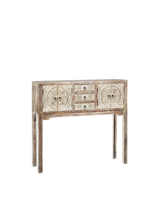 Console cérusée droite sculptée avec placards