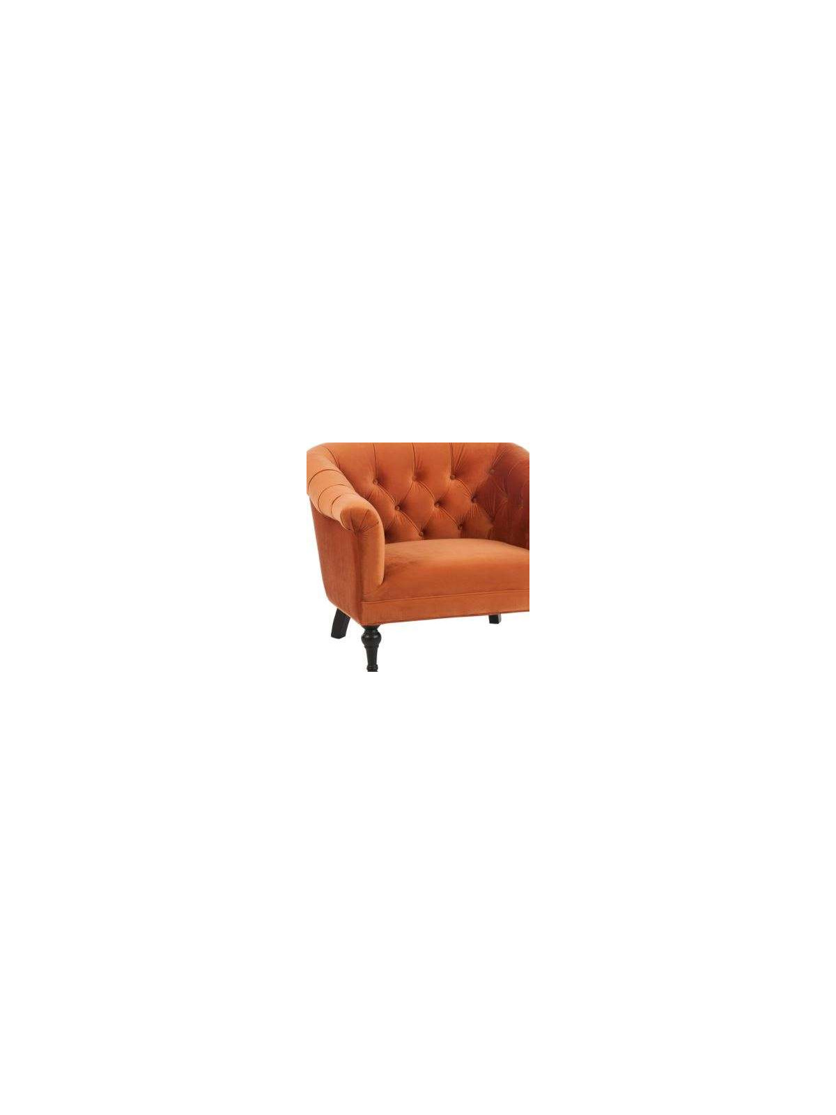 Fauteuil capitonné velours orange