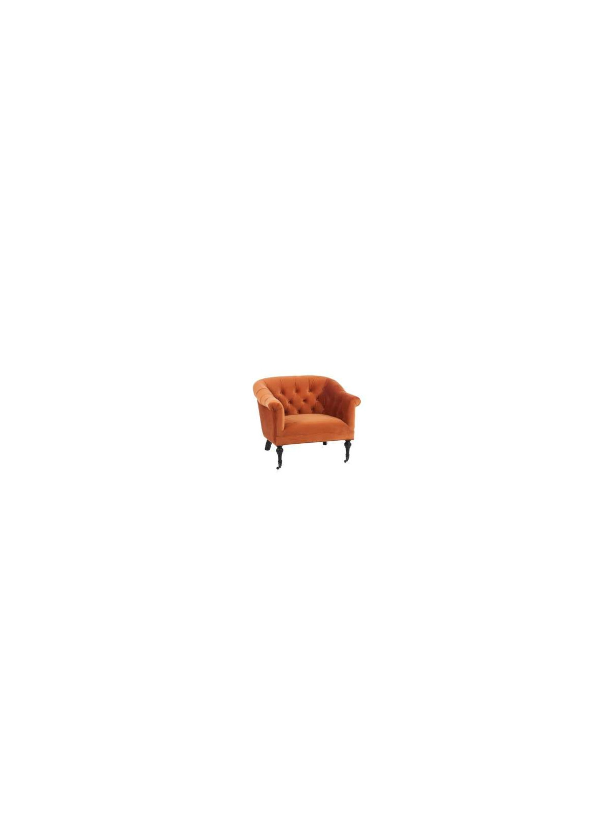 Fauteuil capitonné velours orange
