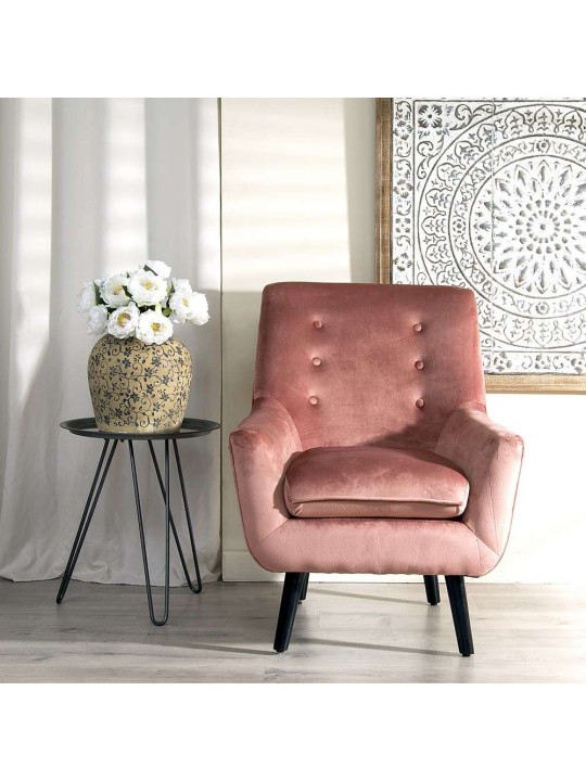 Fauteuil velours saumoné scandinave Fauteuil velours saumoné scandinave