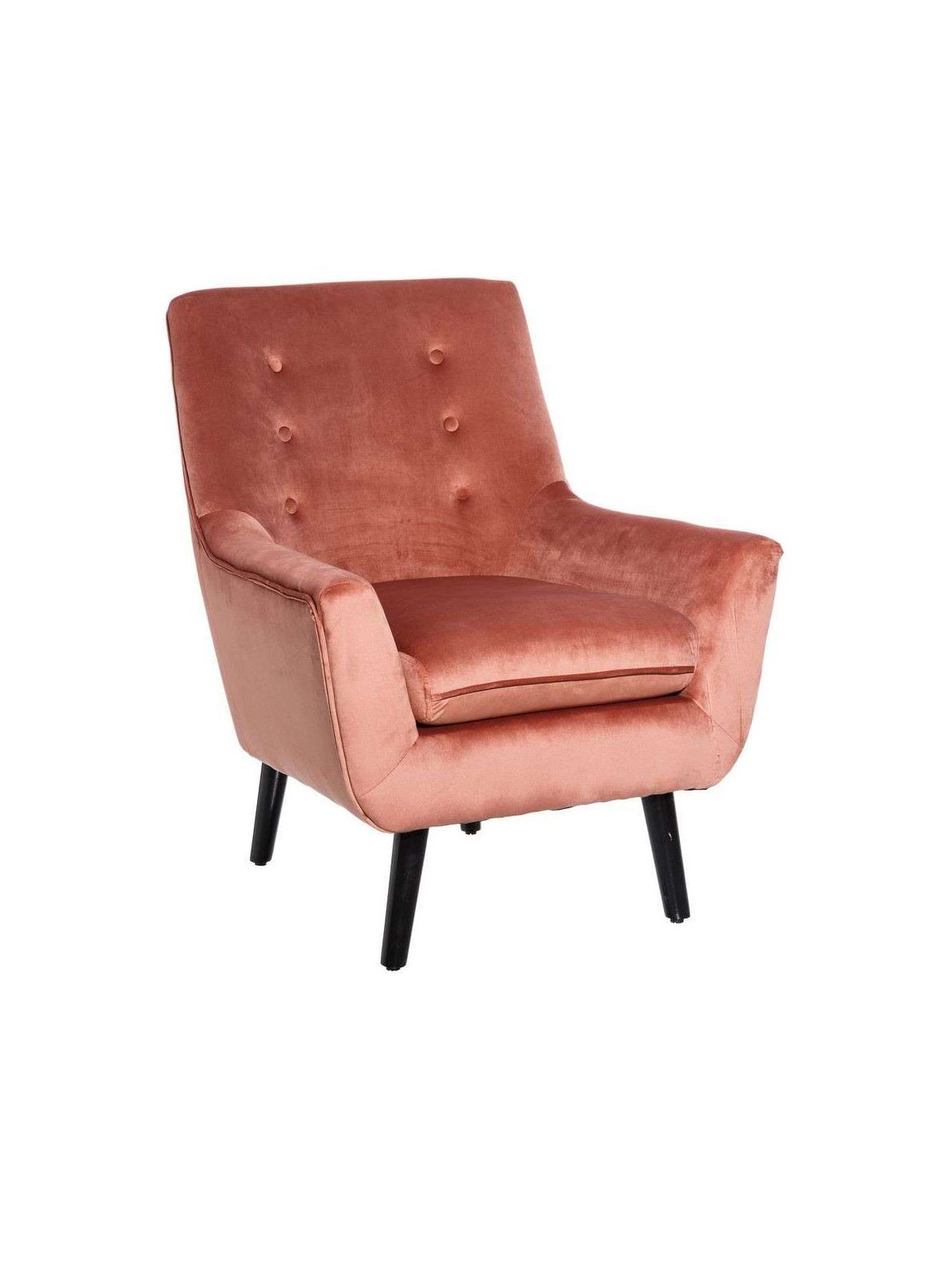 Fauteuil velours saumoné scandinave