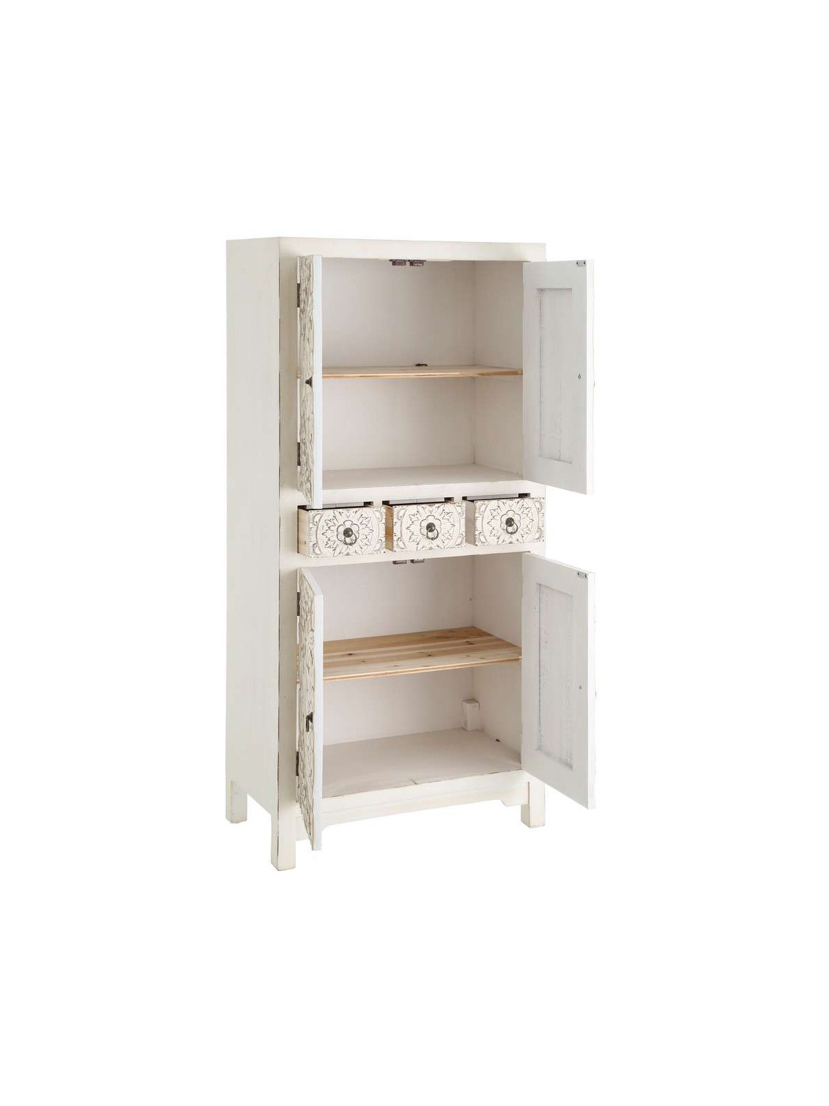 Armoire blanche sculptée 4 portes Emmy