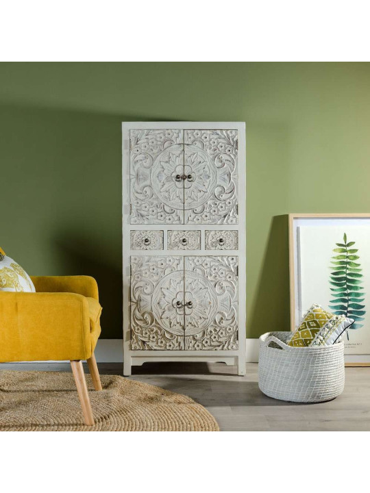 Armoire blanche sculptée 4 portes Emmy