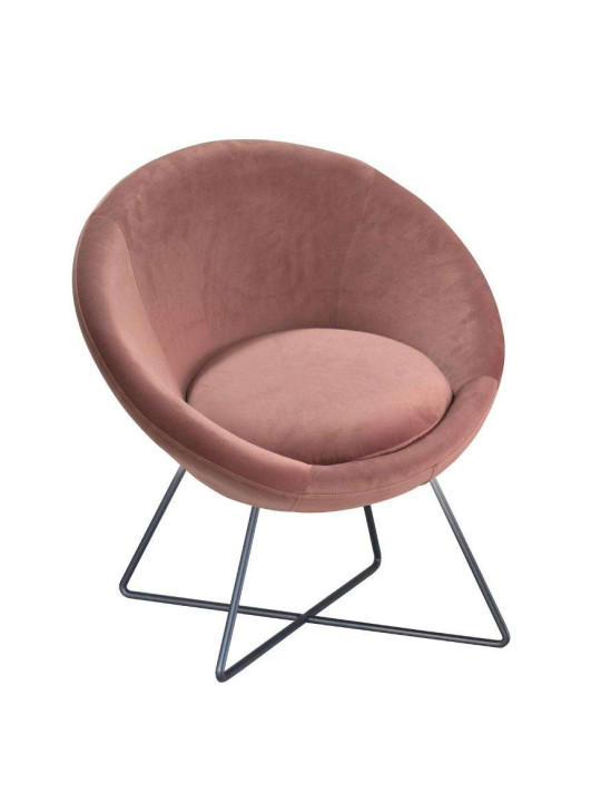 Fauteuil rose velouté demi lune