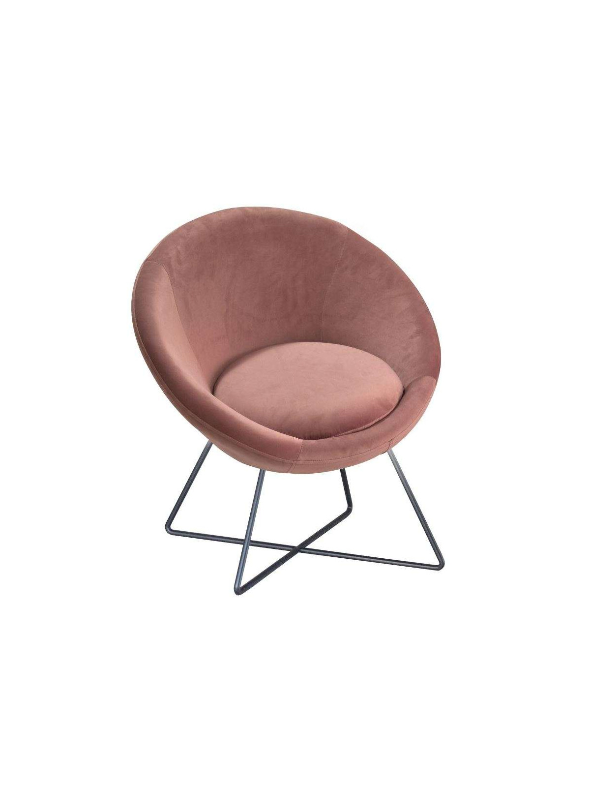 Fauteuil rose velouté demi lune
