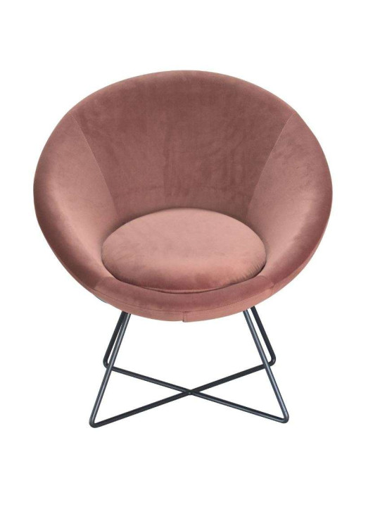 Fauteuil rose velouté demi lune