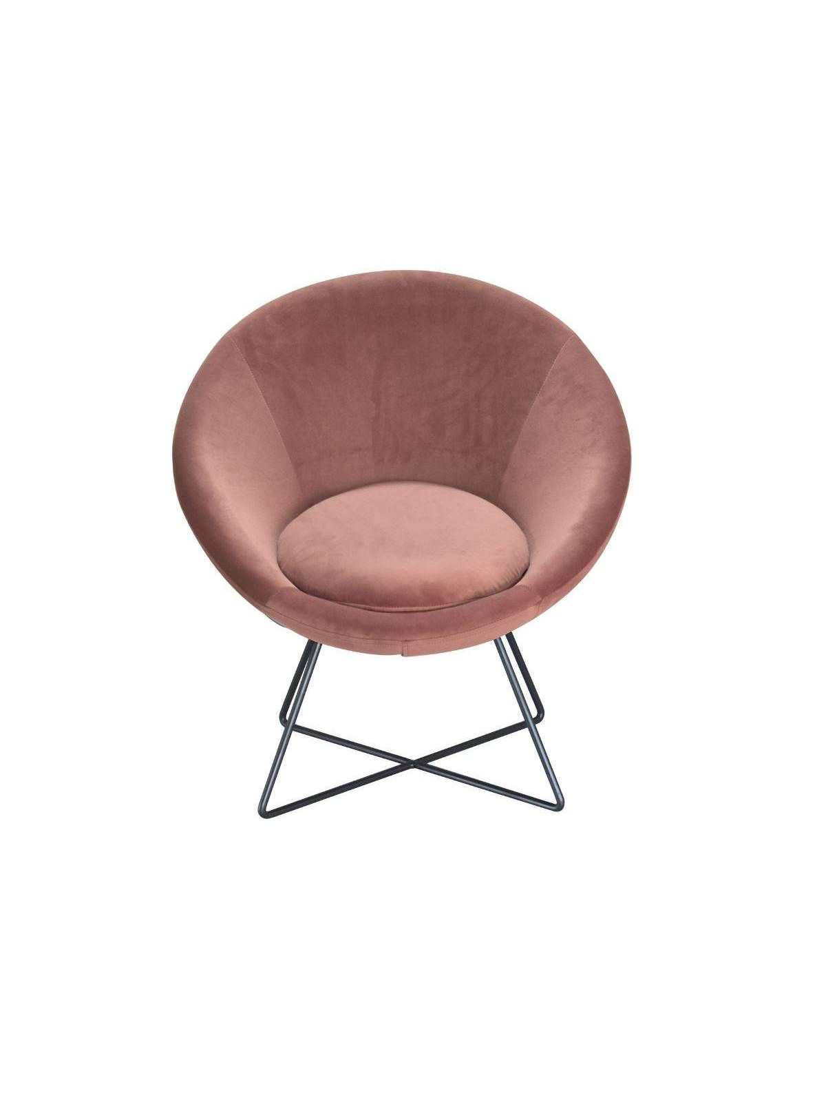 Fauteuil rose velouté demi lune