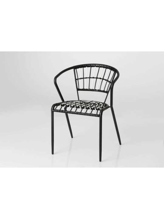 Chaise rotin noire et blanche Bohème