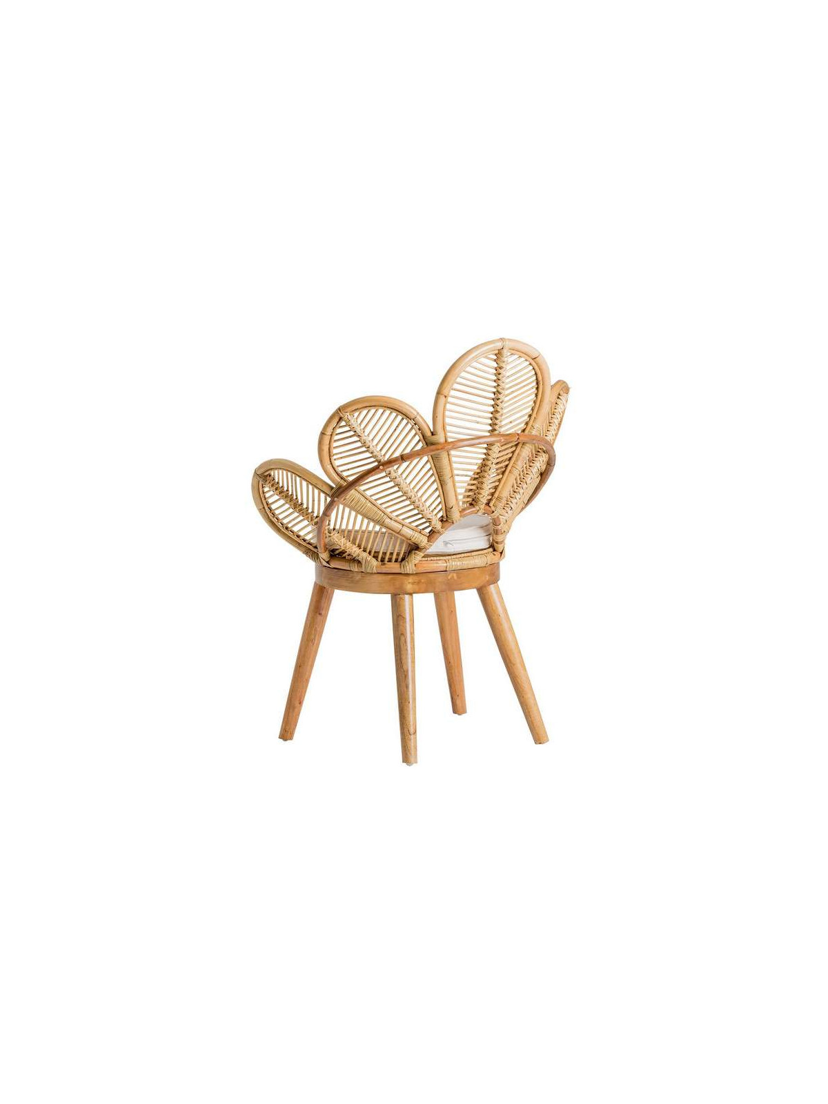 Fauteuil en forme de fleur, fauteuil fleur en rotin, fauteuil en rotin et  pieds en métal - Rotin Design