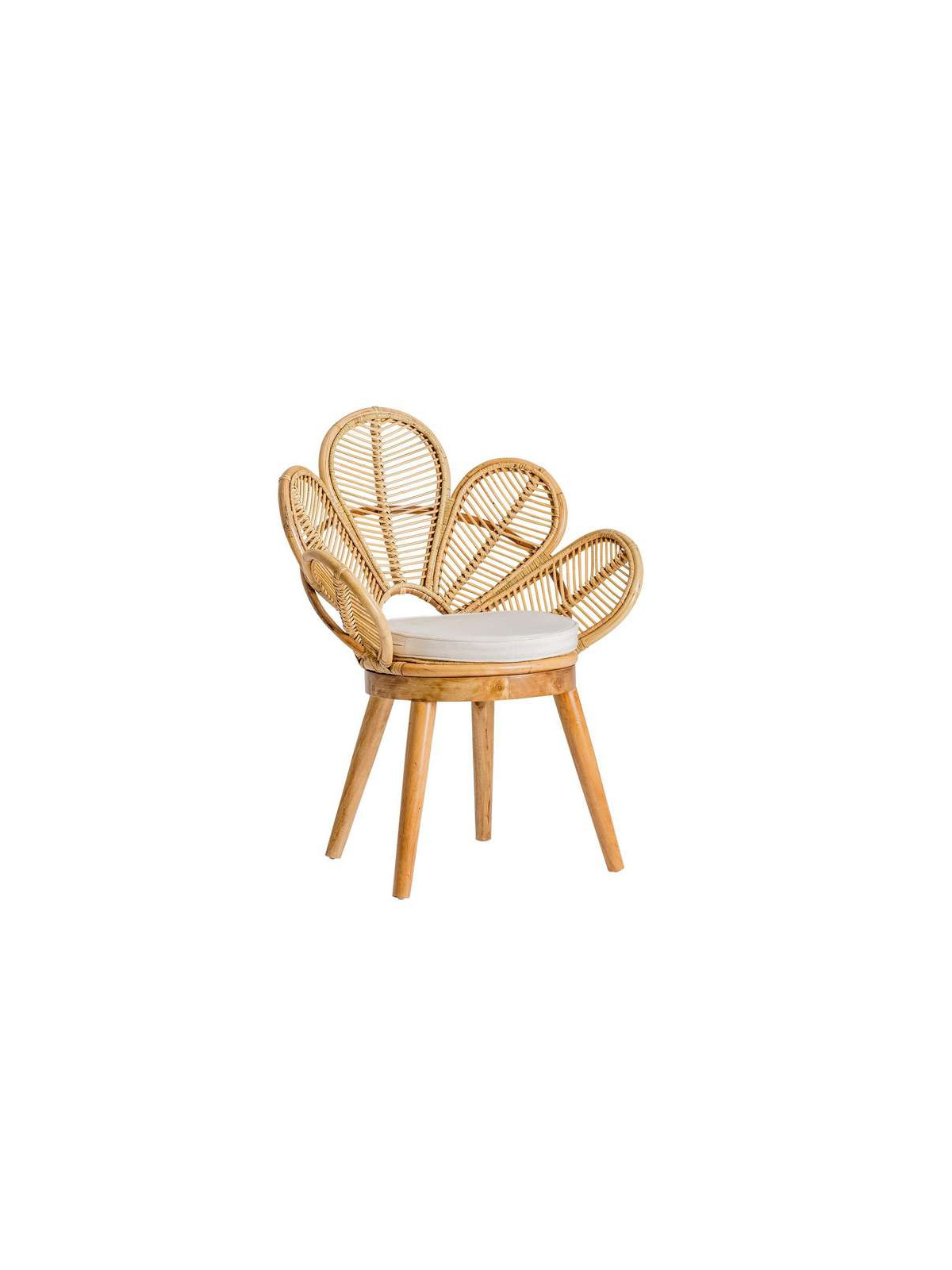Fauteuil rotin naturel fleur