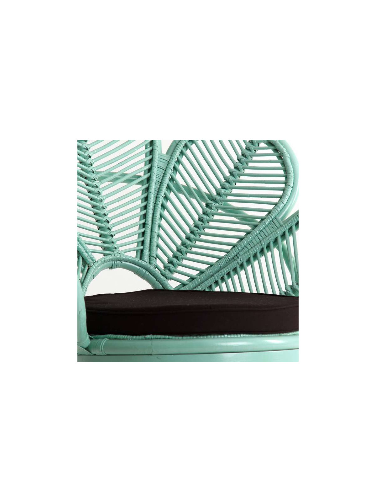 Fauteuil rotin vert forme fleur