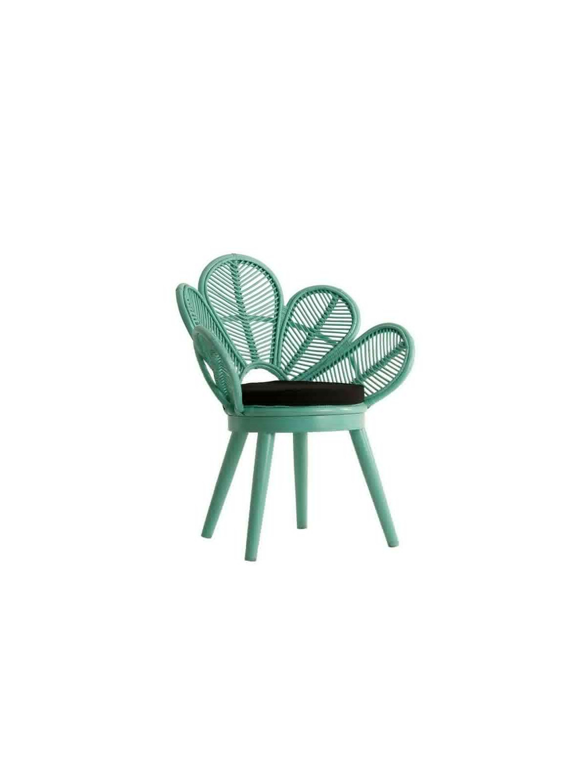 Fauteuil rotin vert forme fleur
