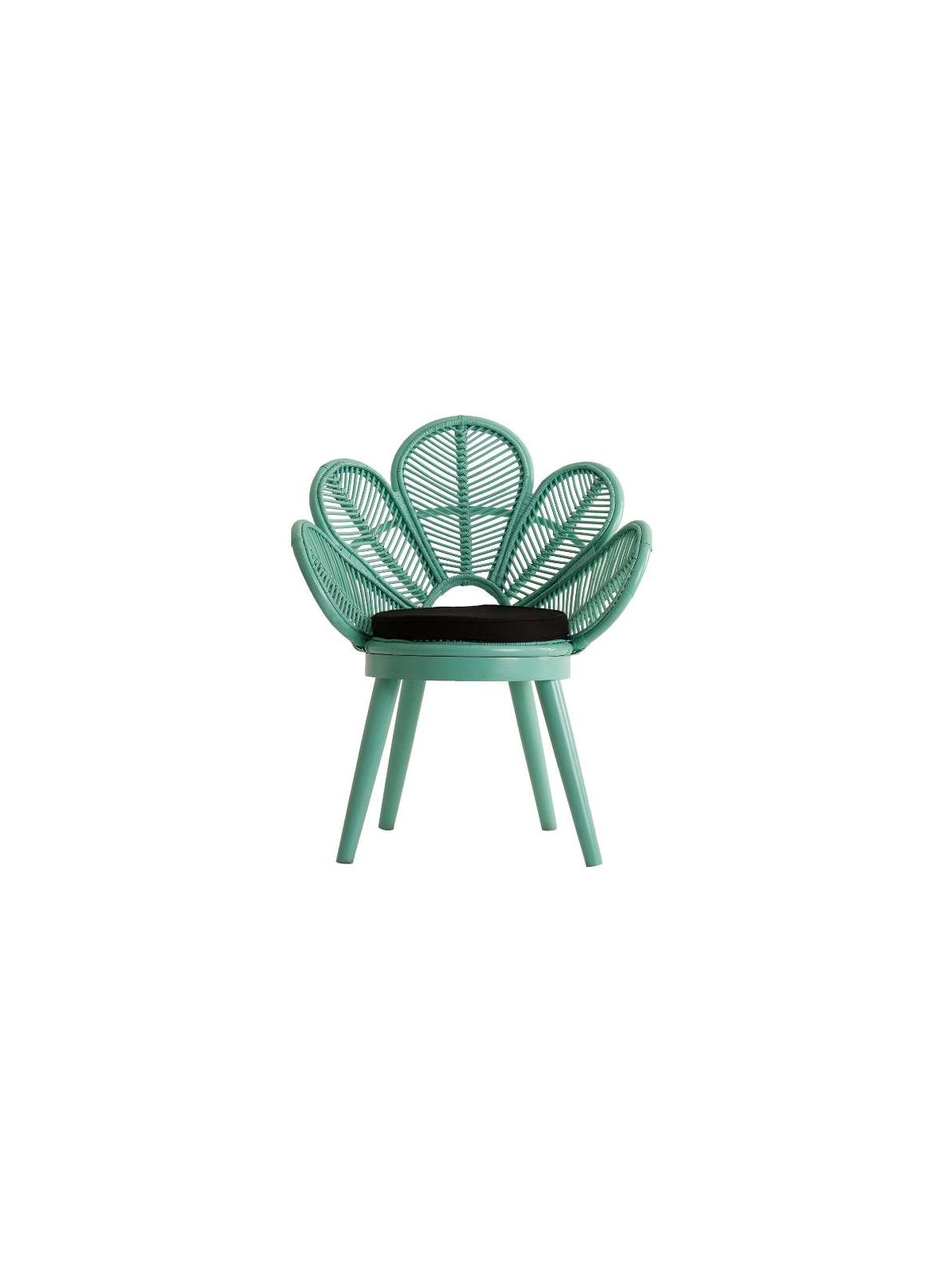 Fauteuil rotin vert forme fleur