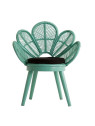 Fauteuil rotin vert forme fleur