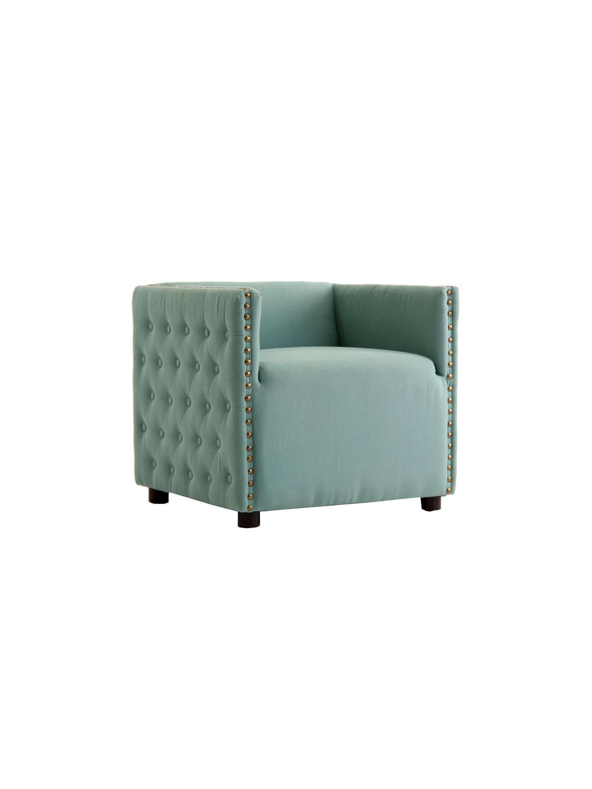 Fauteuil vert capitonné Burcin