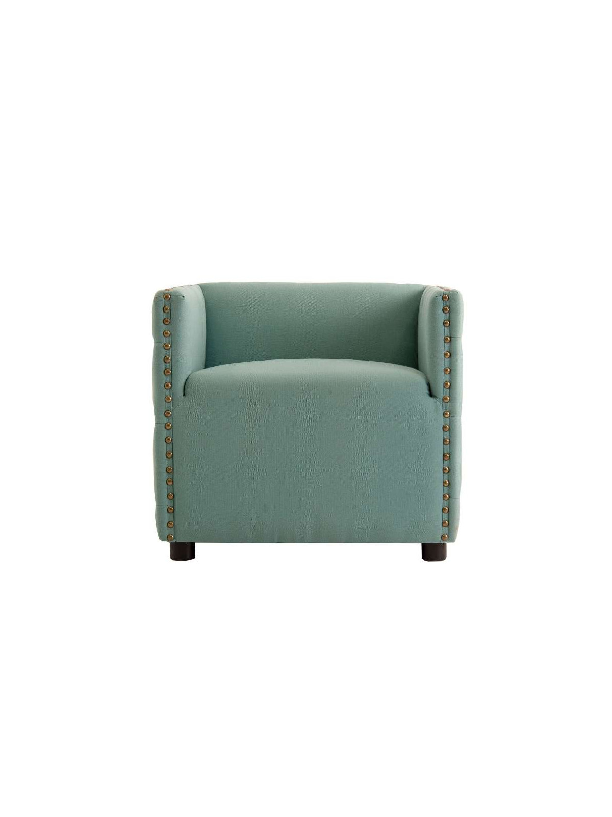 Fauteuil vert capitonné Burcin
