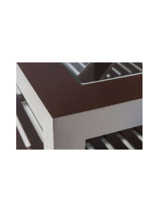 Table basse bois noir et verre 