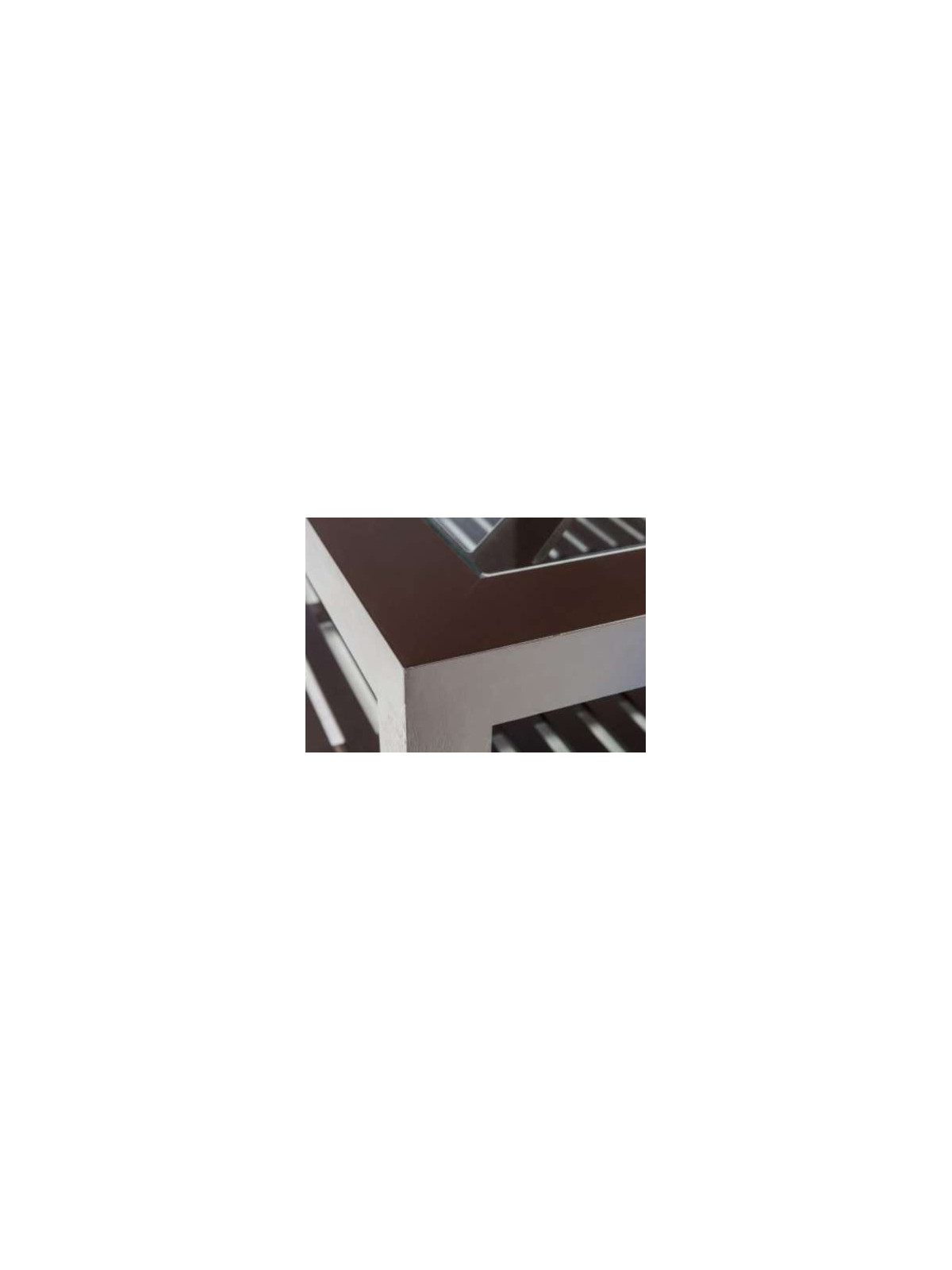 Table basse bois noir et verre 