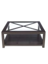 Table basse bois noir et verre 