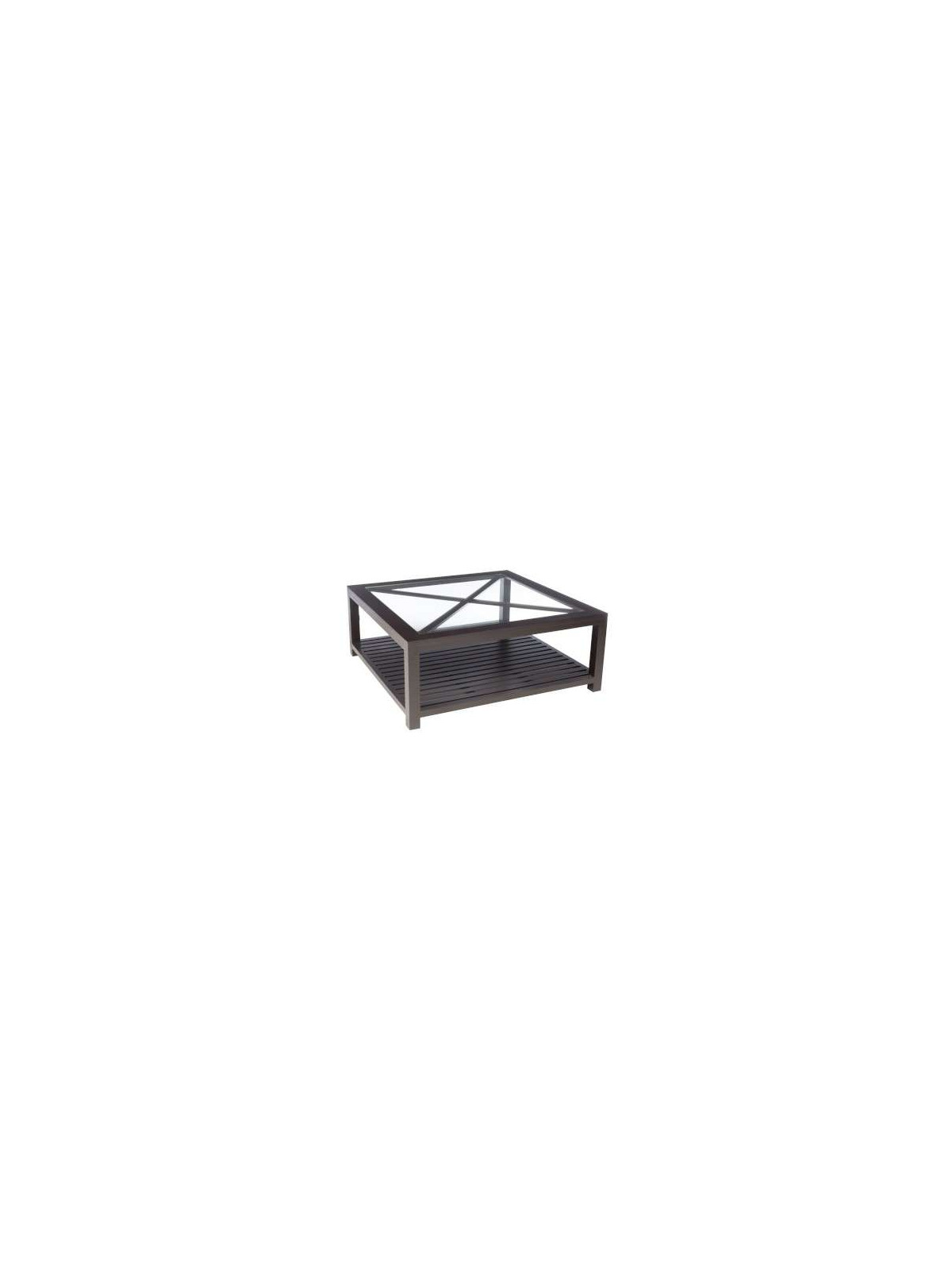 Table basse bois noir et verre 