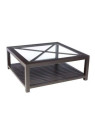 Table basse bois noir et verre 