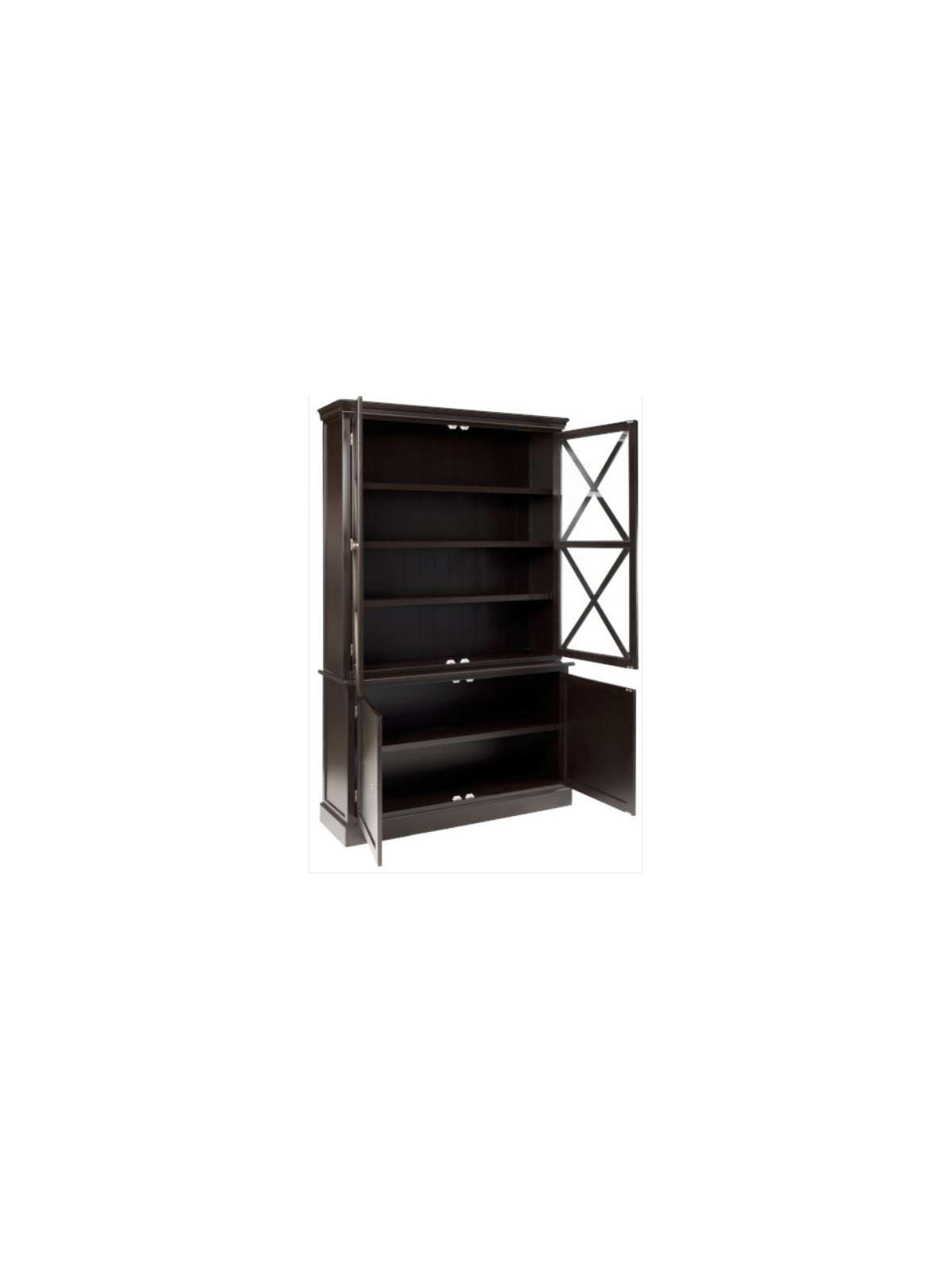 Vaisselier bois noir 2 portes vitrées