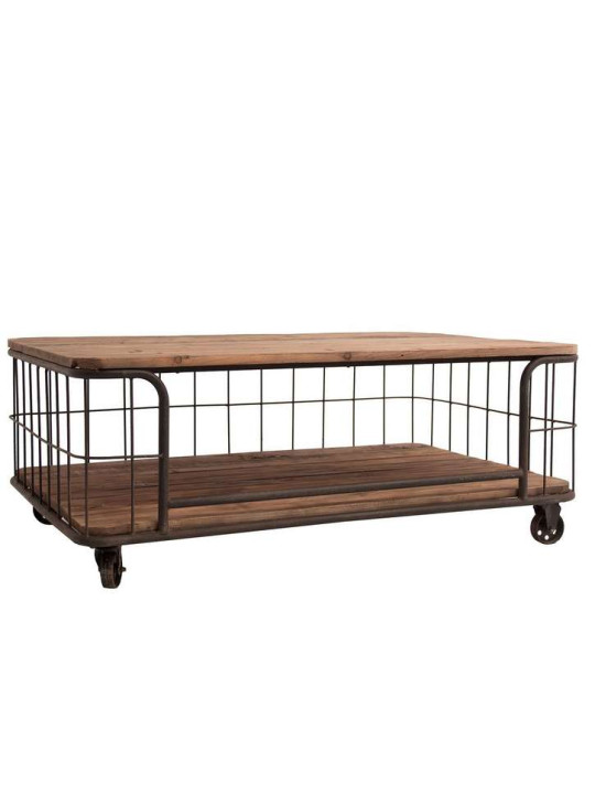 Table basse industrielle chariot grillagé