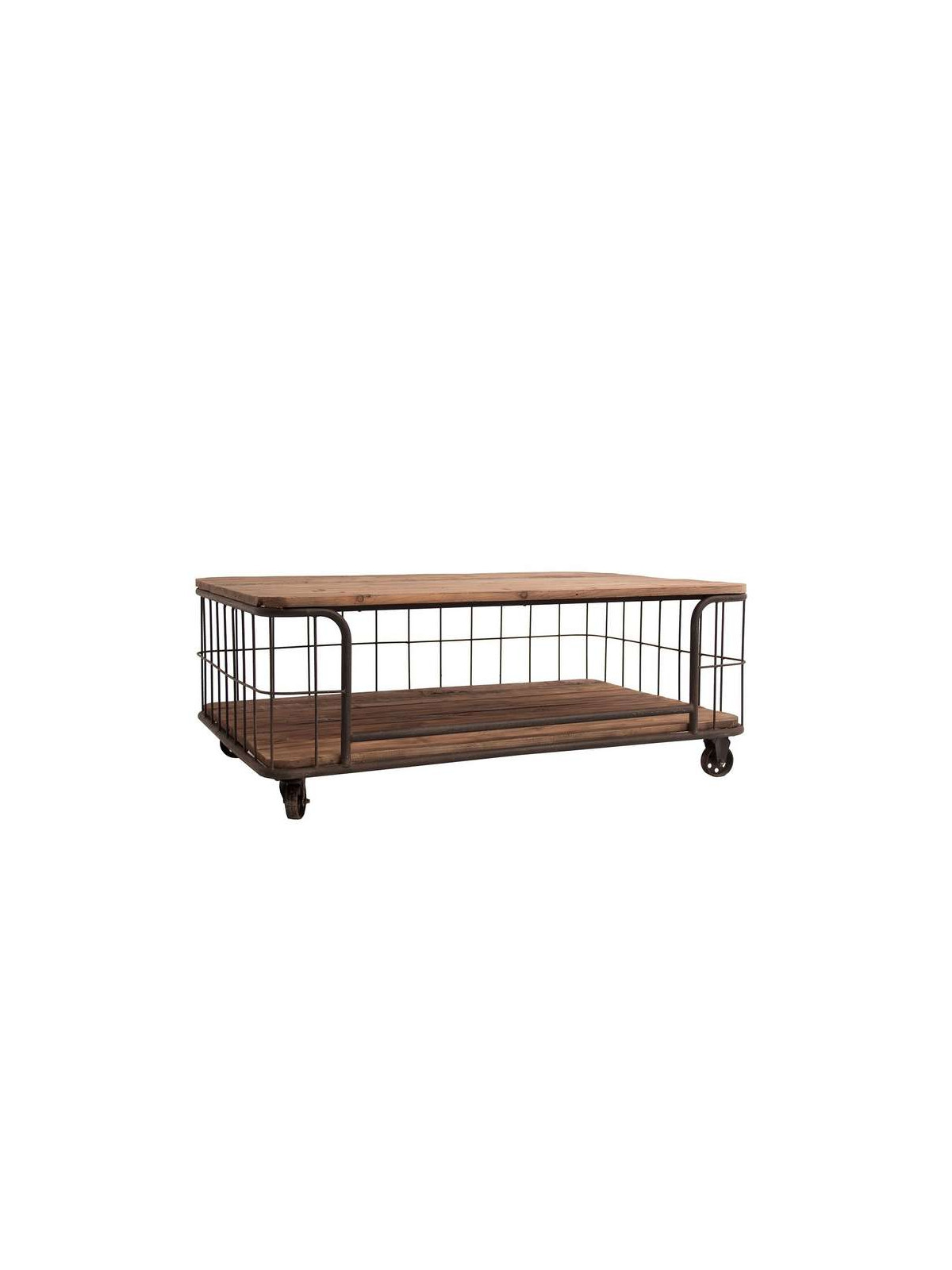 Table basse industrielle chariot grillagé