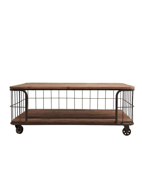 Table basse industrielle chariot grillagé