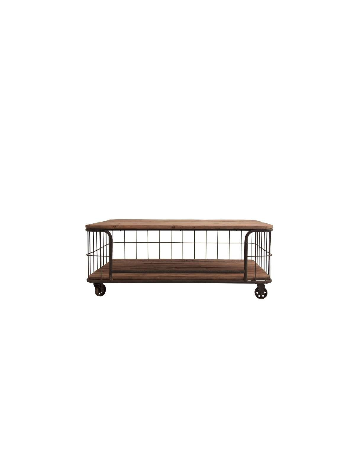 Table basse industrielle chariot grillagé