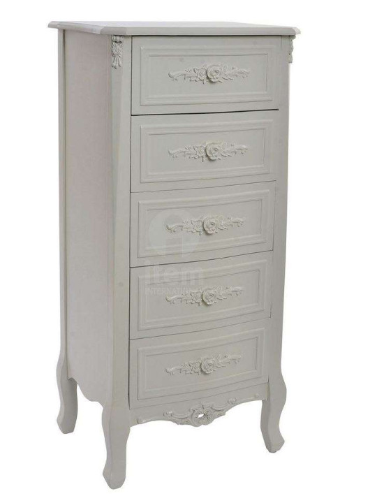 Chiffonnier blanc 5 tiroirs Rose
