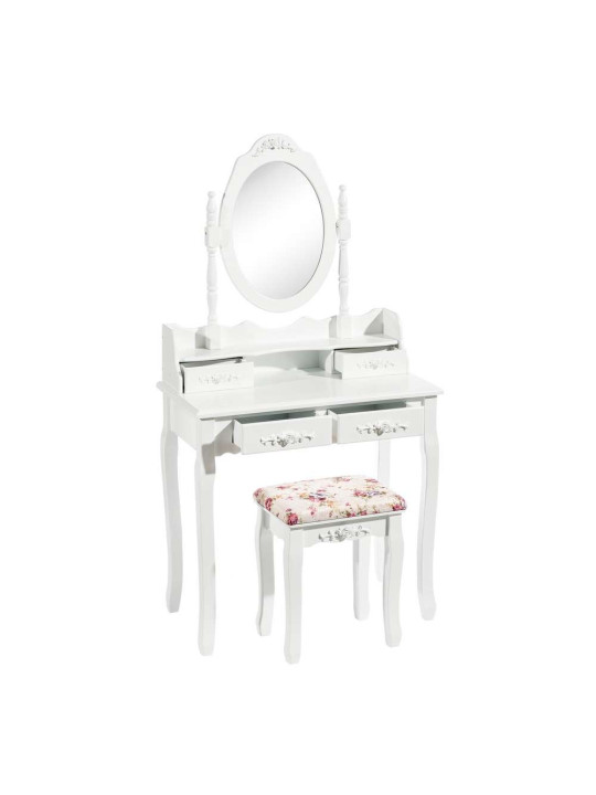 Coiffeuse blanche avec son tabouret