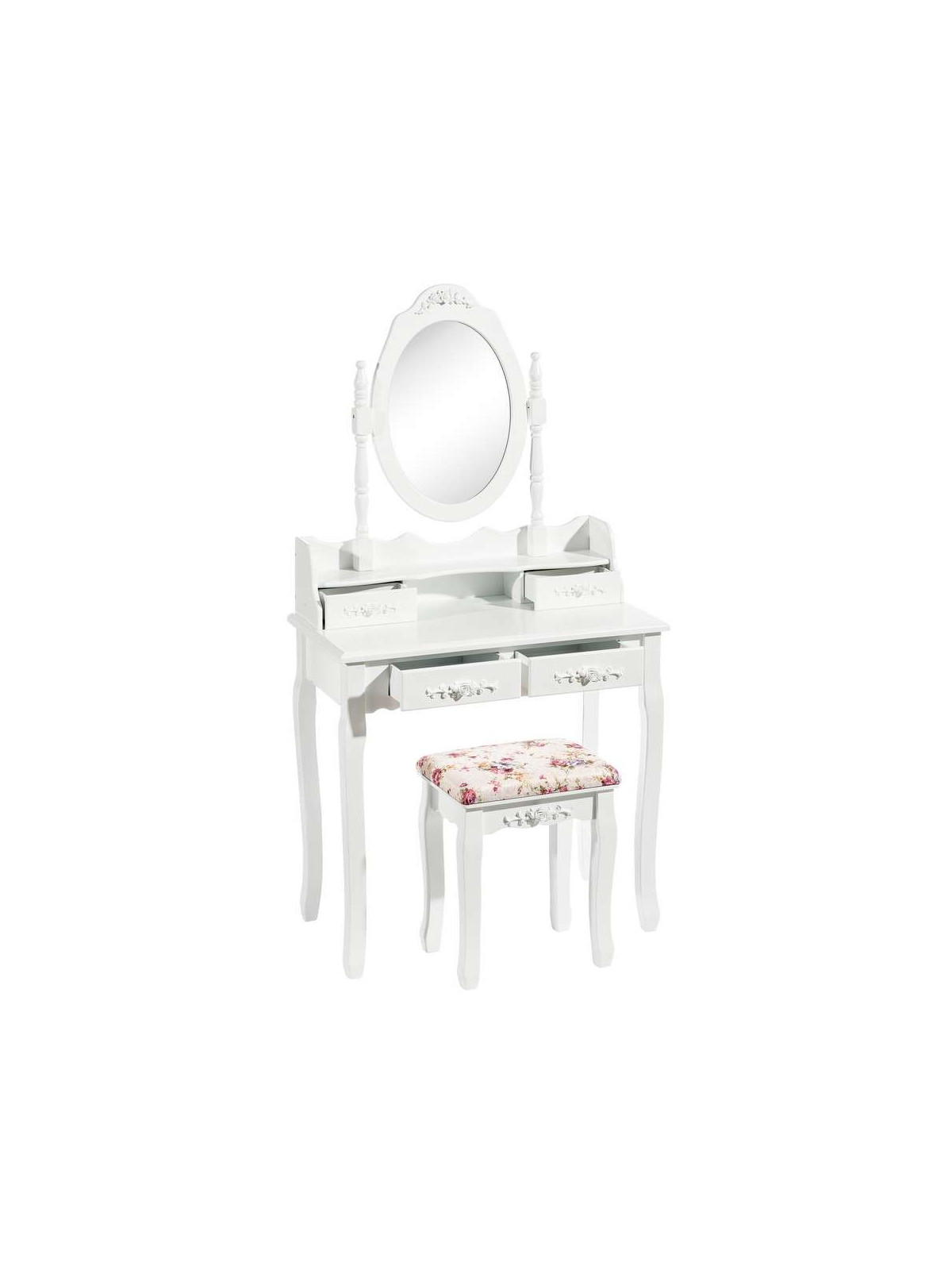 Coiffeuse blanche avec son tabouret