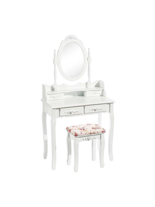 Coiffeuse blanche avec son tabouret