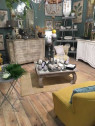 Table salon cérusée décor sculptée