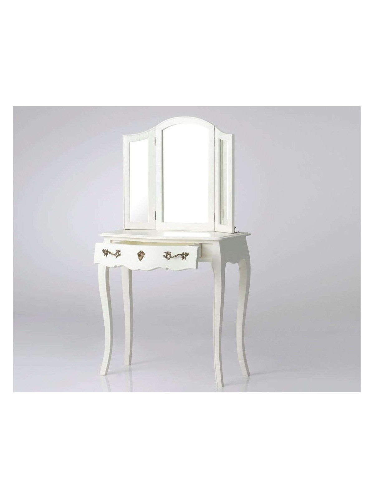 Coiffeuse miroir 3 volets blanc cassé