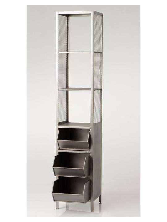 Etagère métal gris avec casiers industriel