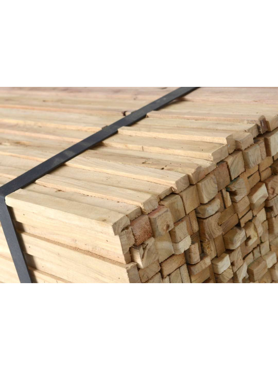 Table basse lames de bois et métal sur roues