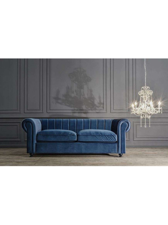 Grand canapé velours bleu chic Grand canapé velours bleu chic