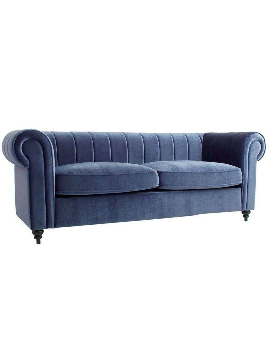 Grand canapé velours bleu chic Grand canapé velours bleu chic