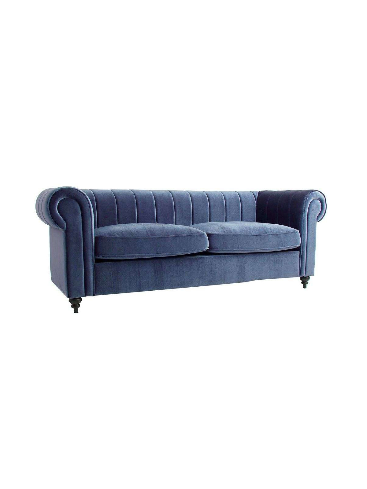 Grand canapé velours bleu chic