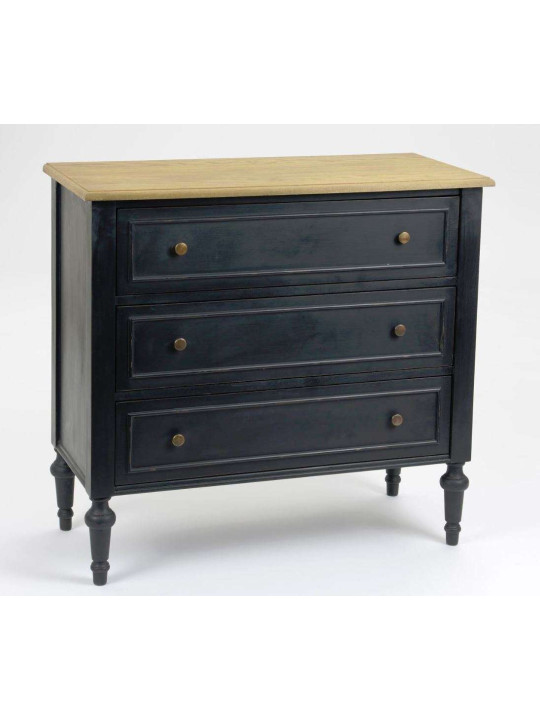 Commode noire 8 tiroirs Bruges